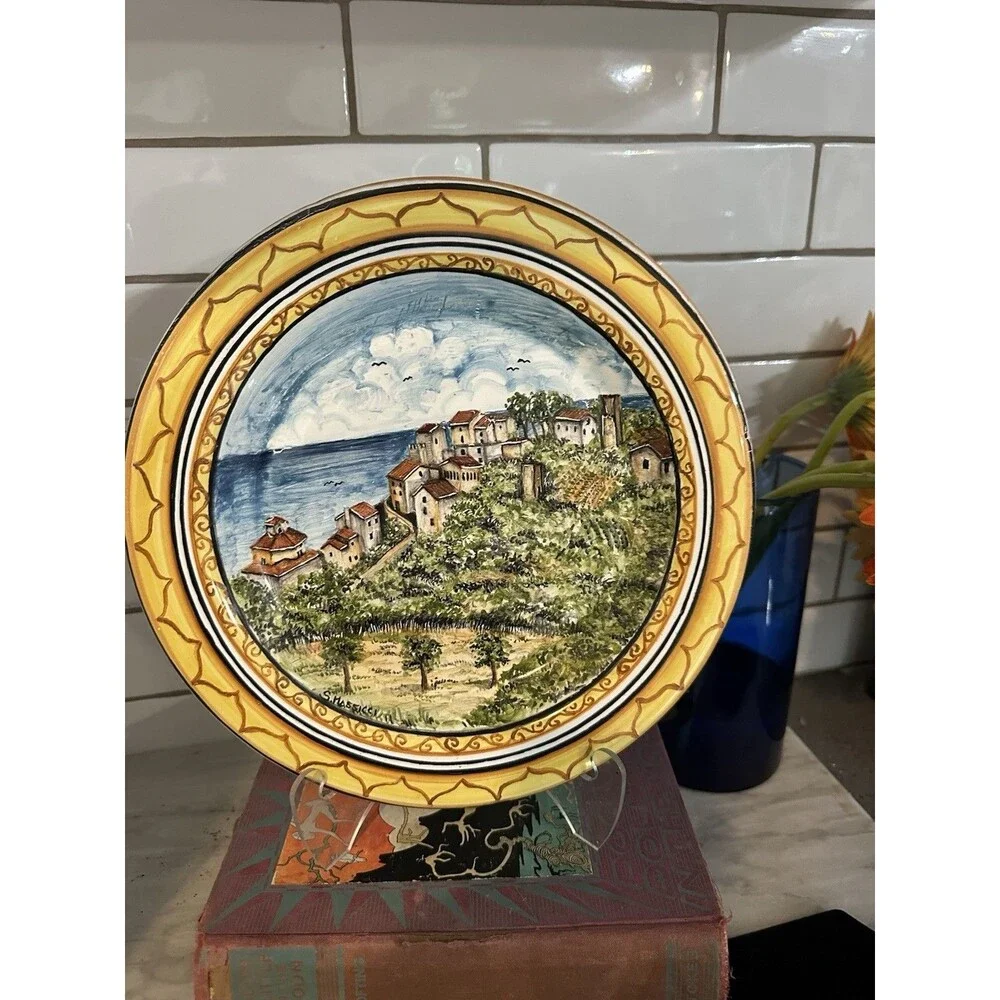Vietri Pottery 10” Wall Plate Sorrento Scenery Landscape Hand painted Italy